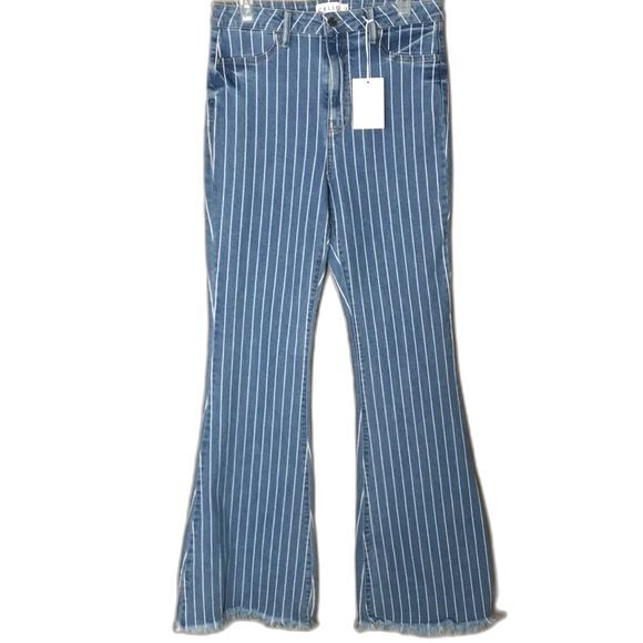 Cello striped high rise skinny flare denim belll bottom jeans size 31 - Picture 1 of 11